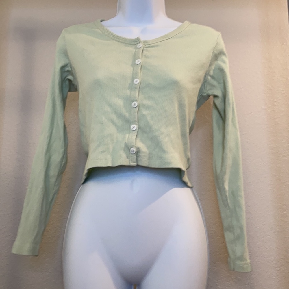 y2k style urban nation cropped long sleeve ribbed top small